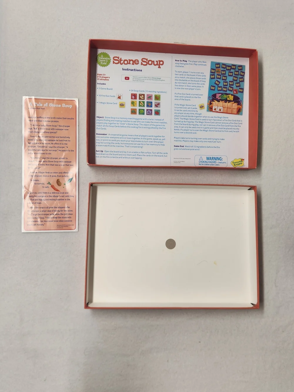 Peaceable Kingdom Stone Soup Board Game Kids Cooperative Memory Matching Game